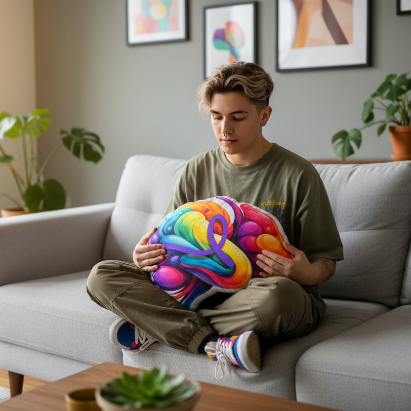 Abstract Brain Pillow — Color, Meaning, Presence
