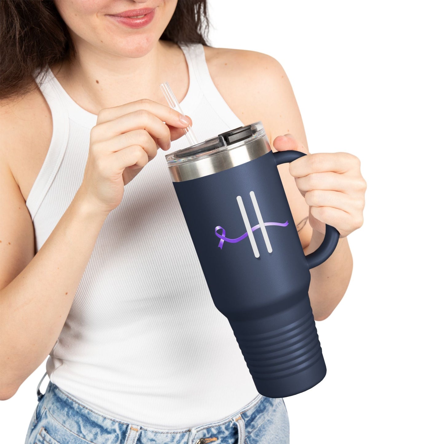Pause | 40oz Insulated Travel Mug – Subtle Epilepsy Awareness