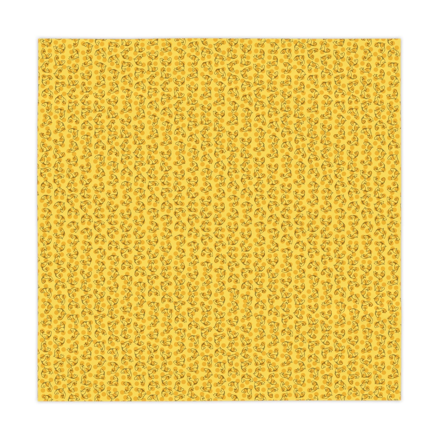 Golden Purr Cat Tablecloth – Minimalist Line Art Polka Dot Design (55" × 55")