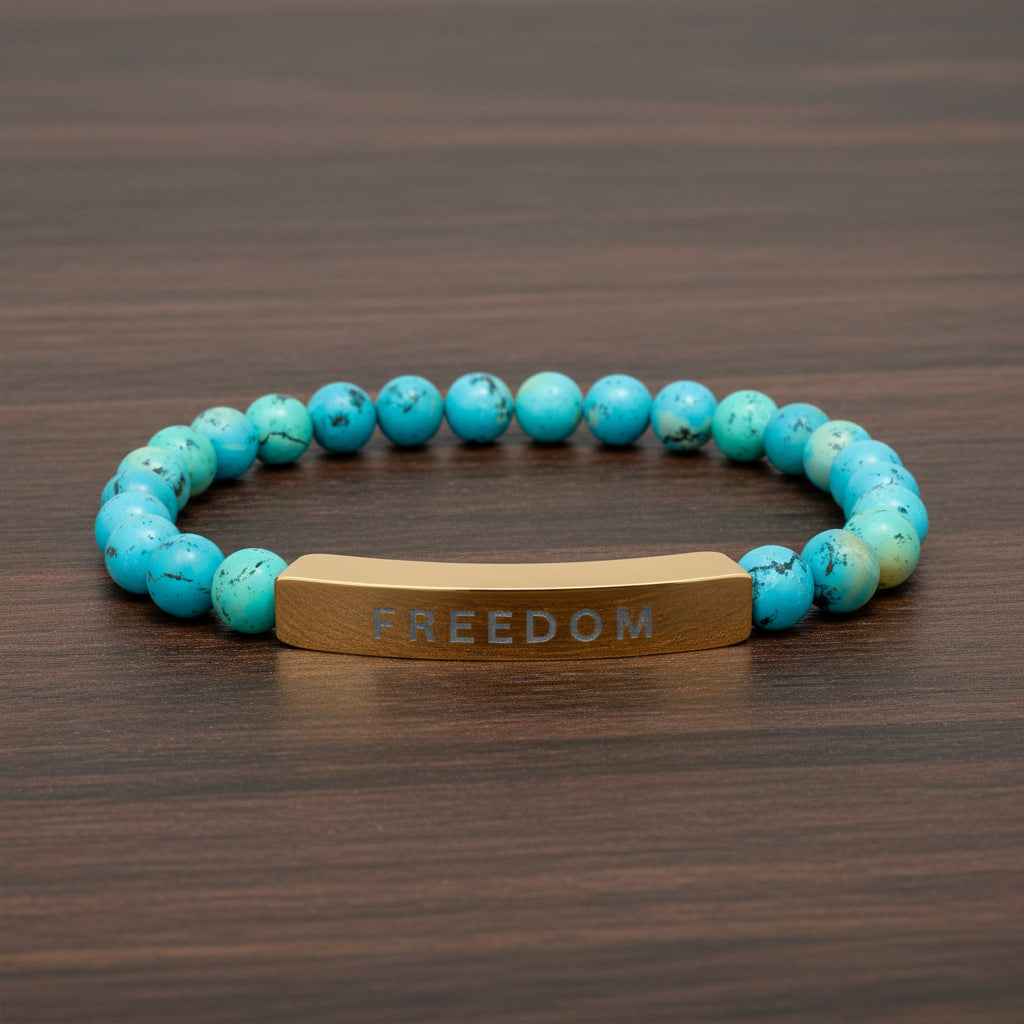 Natural Stone Freedom Bracelet - Stretch Bar Design