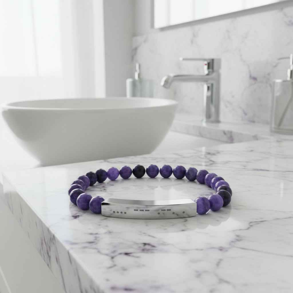 Purple Sodalite “HOPE” Morse Code Epilepsy Awareness Bracelet