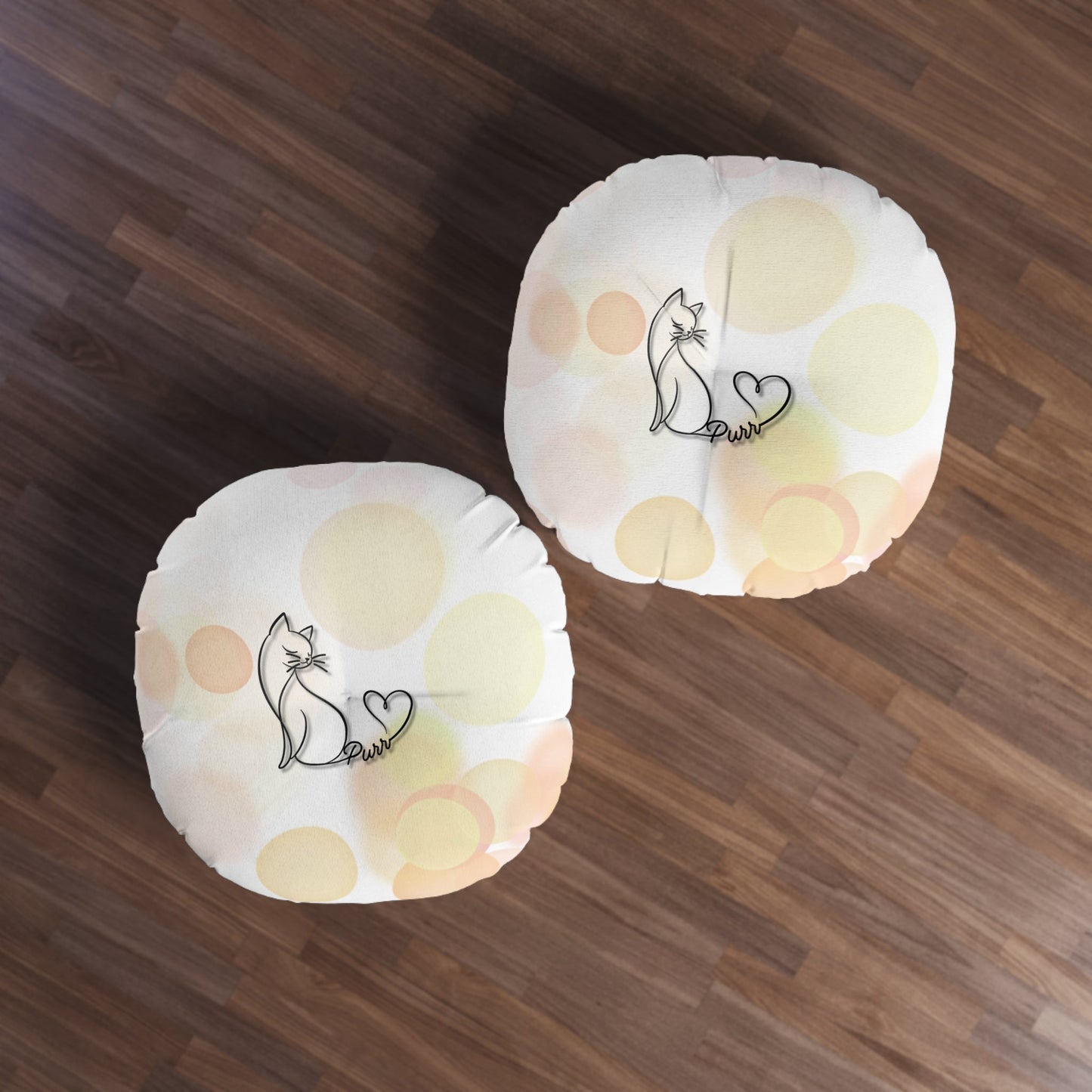 Purr Cat Floor Pillow – Minimalist Cat Lover Round Cushion