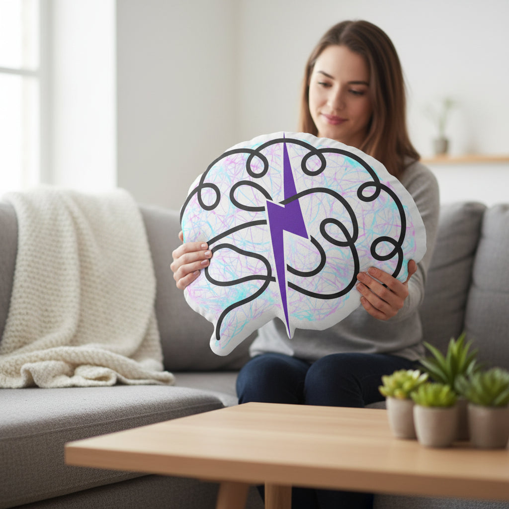 Brain Silhouette Pillow — Built Different, Still Strong