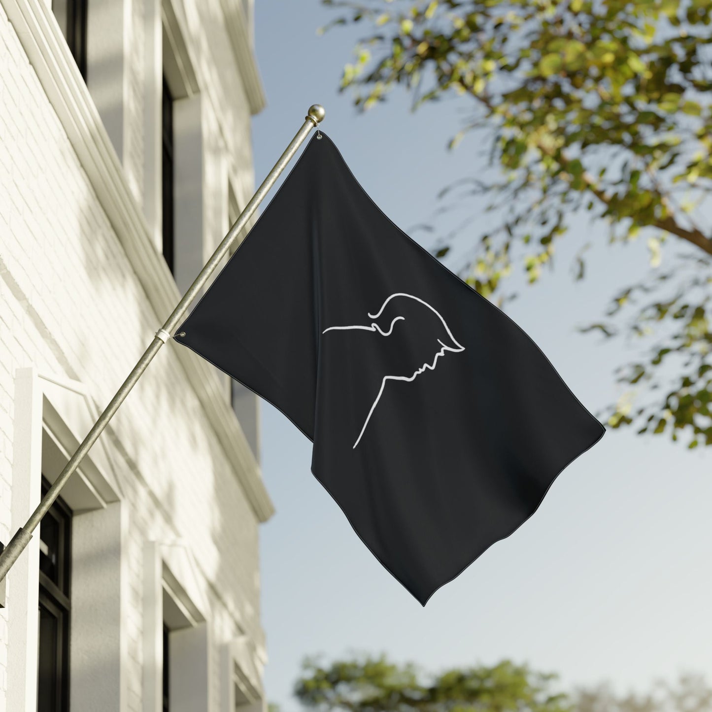 Minimalist Line Portrait Flag – Modern Political Parody Design