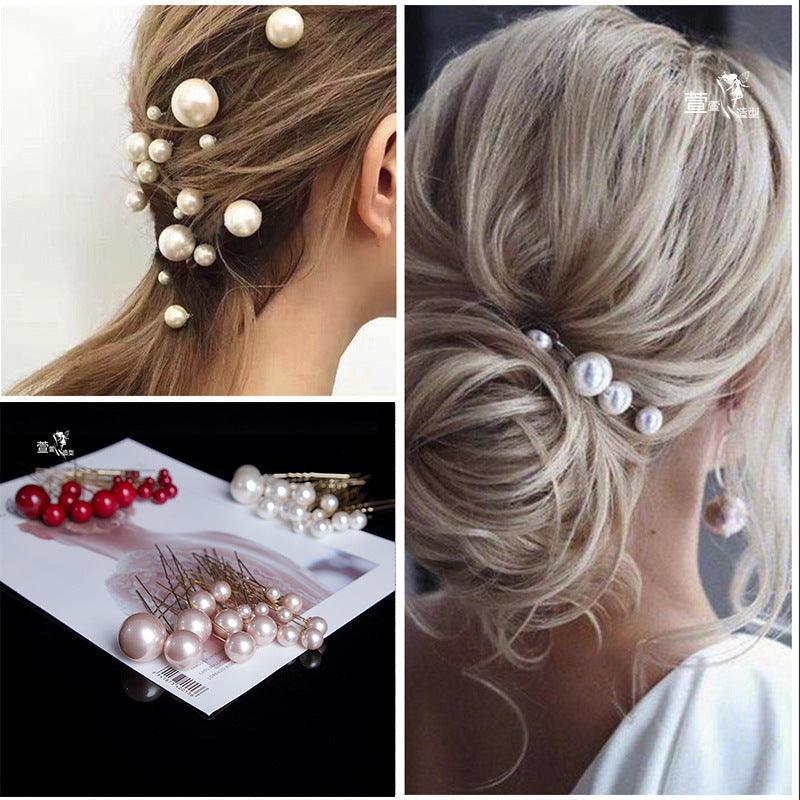 18pcs/lot Big Small Pearl Hair Stick Set Sweet U Shape Hair Clip Hairpin Wedding Bride Headdress Wedding Hair Accessories for Brides and Bridesmaids