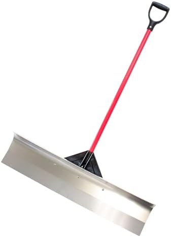 Bully Tools Aluminum Snow Pusher – Heavy Duty Wide Shovel with Long Fiberglass Poly D-Grip Handle for Driveway Snow Removal with Aircraft-Grade Aluminum Large Head, Lightweight Winter Shovel, 40-Inch