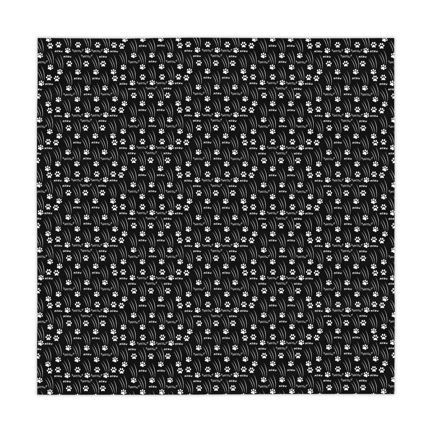 “Black & White Meow Trails” Square Tablecloth