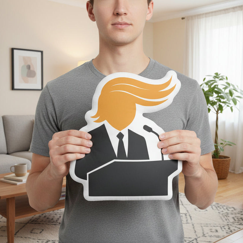 Podium Swoop Pillow — Statement Delivered, Words Optional