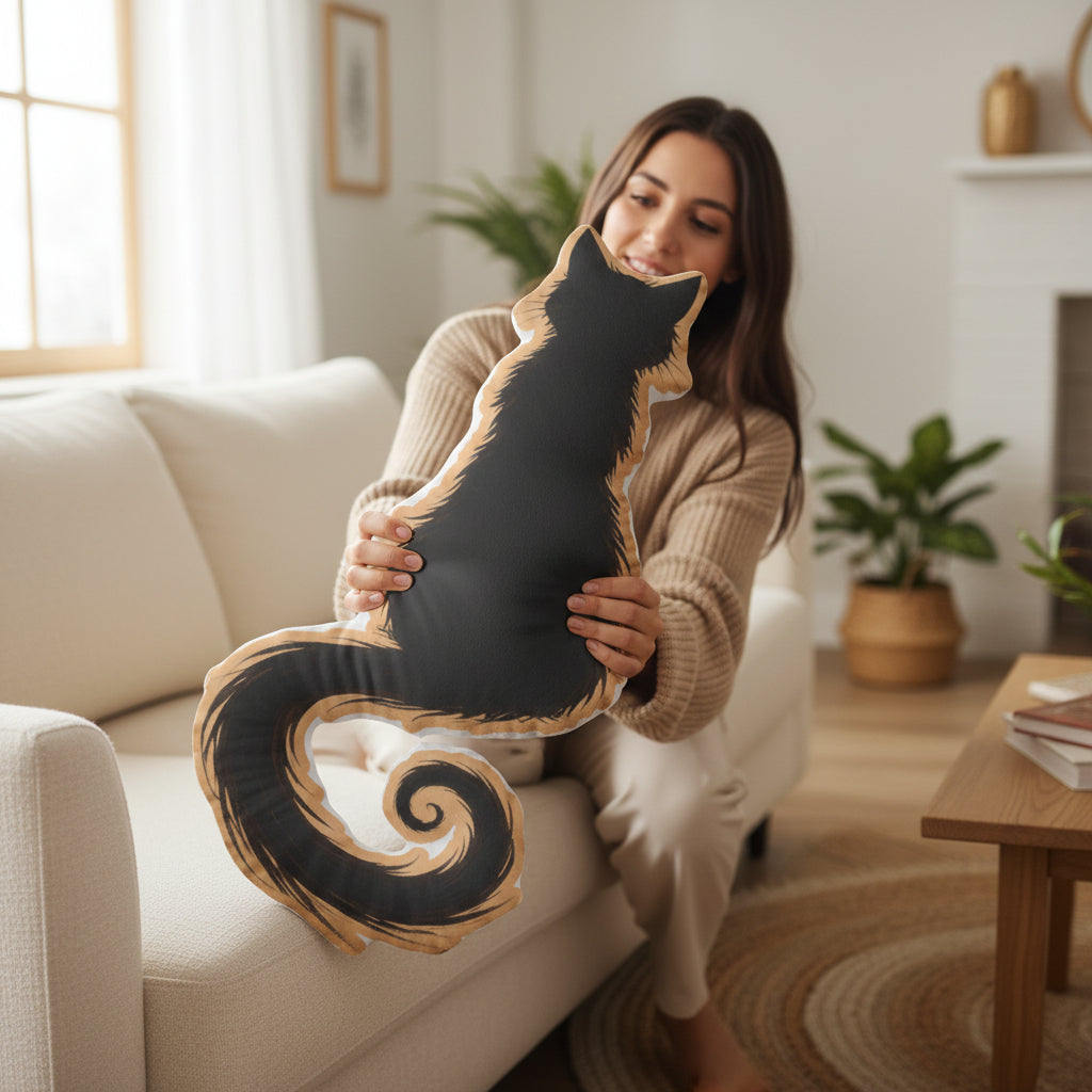 Cat Silhouette Pillow — Ink, Elegance, and a Little Attitude