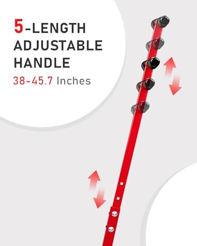 Outvita Snow Shovel with Wheels, 29" Blade Snow Pusher Plow, White & Red