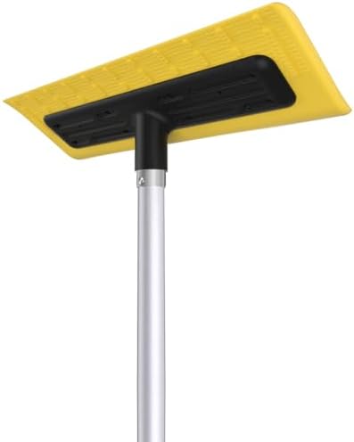 Never-Scratch SnowBuster,24-Foot Snow Roof Rake,EVA Soft Foam Pad Snow Removal Tool,Heavy-Duty Aluminum Handle,S-Shaped Push/Pull Design for House Roof,Solar Panels,Car Snow, and Leaves,Yellow
