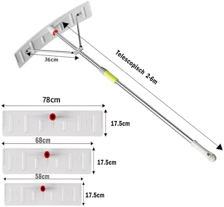 Reinforced Roof Snow Rake, Extendable Aluminum Handle