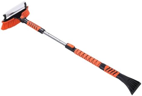 4 in 1 Ice Scraper Snow Shovel Kit, Extendable Snow Brush with Foam Grip, 180 Pivoting Brush Head, Heavy Duty Winter Cleaner for Truck SUV