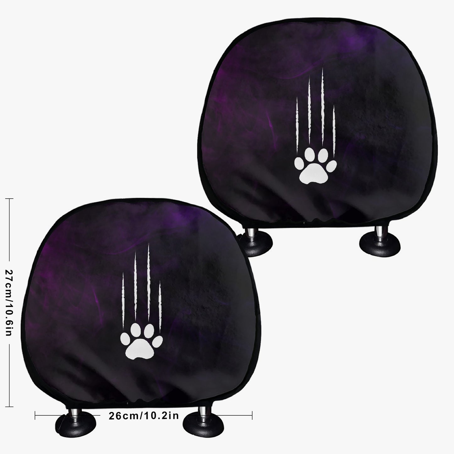 Furreal Claw Paw Car Headrest Covers – Purple Smoke (Set of 2)
