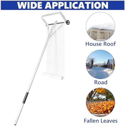 GMAK Large Snow Roof Rake with Wheels, 20FT Durable Aluminum Telescopic Roofs Shovel, Heavy Duty Snow Removal Tool with Wheels & Nylon Slide for Winter Housetop Roof Snow and Leaves