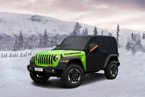 Kayme Half Car Cover Waterproof All Weather for Jeep Wrangler 2 Door
