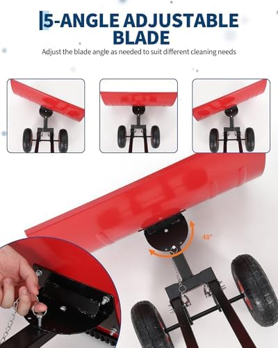 TrailBlaze Heavy Duty Rolling Snow Shovel with Wheels – 29x20 Wide Metal Blade – 5-Position Adjustable Ergonomic Handle – Anti-Slip Design – Commercial Snow Removal for Driveways, Sidewalks, Pavement