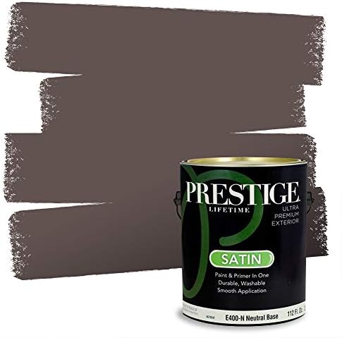PRESTIGE Exterior Paint and Primer in One, Dark Chocolate, Satin, 1 Gallon