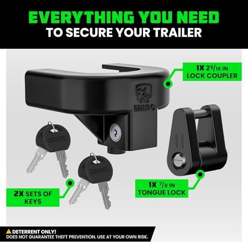 Rhino USA Trailer Coupler Lock Kit (2-5/16in Trailers) - Anti-Theft Steel