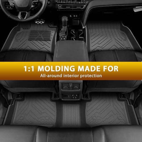 Powerty Floor Mats Cargo Liner for Toyota Camry 2018-2024 FWD Only (Not Fit Hybrid or AWD) All Weather 3D TPE Anti-Slip Car Protection, 1st & 2nd Row Set with Rear Cargo Mat Accessories