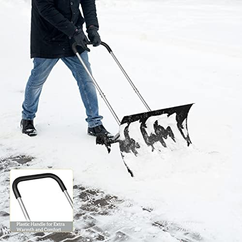 Outvita Snow Shovel with Wheels, 29" Wide 18" Long, Black