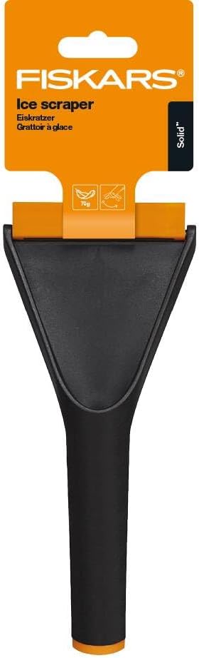 Fiskars Auto Ice Scraper, Usable on Both Sides, Length: 21.5 cm, Plastic, Black/Orange, Solid, 1019354