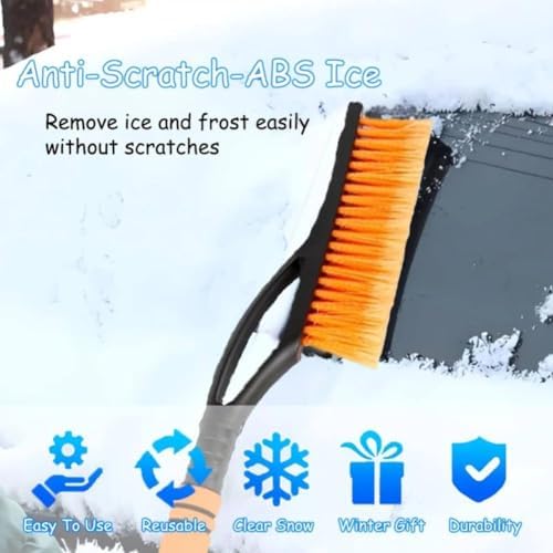 1-Piece Winter Snow Shovel Car-Mounted Snow Removal and De-Icing Tool Snow Brush Scraper Ice Scraper for Cars and SUVs Telescopic Snow Removal Tool(1Pcs)