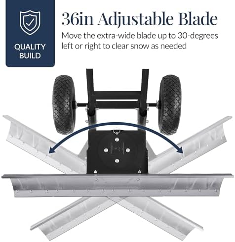Best Choice Products 36in Galvanized Blade Heavy-Duty 2-Wheel Snow Pusher Hand Plow for Snow Removal w/Wheels, Adjustable Handle, Blade Angle - Silver