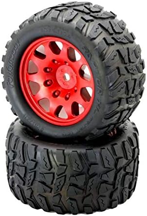 Powerhobby Raptor XL Belted Tires/Viper Wheels (4) 24MM HEX (Red)