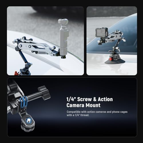 NEEWER Vacuum Suction Cup Car Mount for Action Camera w/Hydraulic Boom Arm