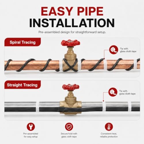 H&G lifestyles 8W/FT Roof Heat Cable for Roof and Gutters, 80FT