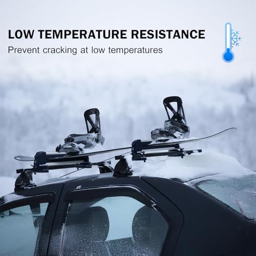 16.3 Inch Car Roof Ski & Snowboard Rack,Fishing Rod Rack, Fits 2 Pairs Skis or 2 Fishing Rods, with Anti-Theft Lock & TPV Rubber Padding, Fits Square/Round/Aero/Oval Cross Bars, Silver