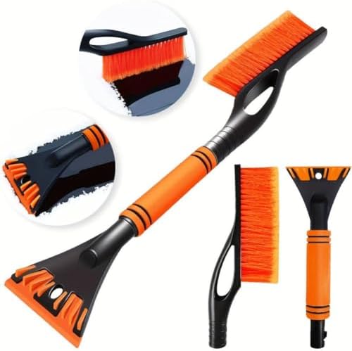 1-Piece Winter Snow Shovel Car-Mounted Snow Removal and De-Icing Tool Snow Brush Scraper Ice Scraper for Cars and SUVs Telescopic Snow Removal Tool(1Pcs)