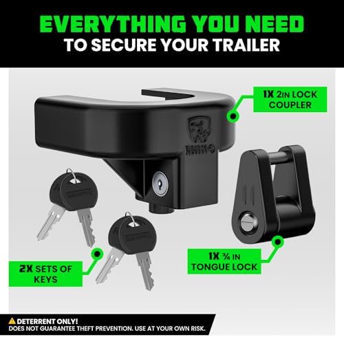 Rhino USA Trailer Coupler Lock Kit (2in Trailers) - Anti-Theft Steel
