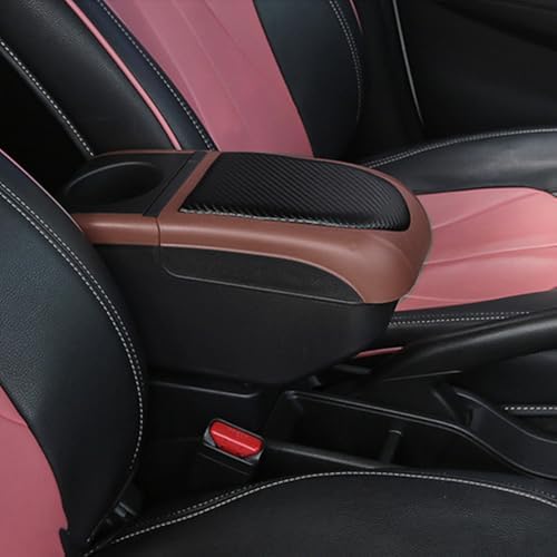 Universal Car Armrest Box with 5 USB ports and 1 Type-C port Double Layer Car Organizers and Storage Car Arm Rest Console Organizer for SUV Truck Car (Brown)