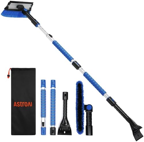 AstroAI 61" Extendable 3-in-1 Snow Brush & Ice Scrapers for Car Windshield