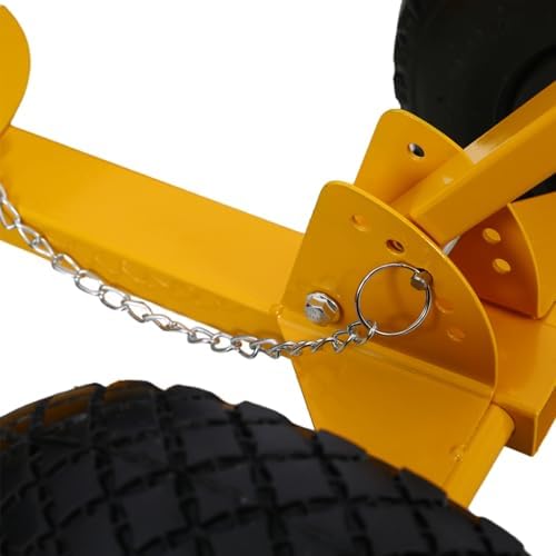 Snow Shovel with Wheels, Heavy Duty Metal Snow Shovels Snow Pusher with 29" Blade 10" Wheels Adjustable Angle & Height Cushioned Handle Snow Plow Shovel for Driveway Snow Removal, Yellow