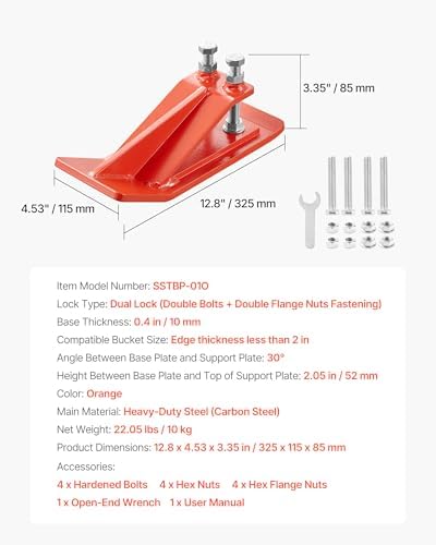 VEVOR Tractor Bucket Protector, 2PCS Heavy Duty Steel Bucket Edge Protectors, Anti-Skid Device with Double Hexagon Lock Nuts and Bolts, for Snow, Leave Removal & Spreading Gravel (Orange)