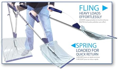 Snow Joe Snow Shovel, Shovelution Strain-Reducing Ice Remover w/ Assist Handle, 18", Blue - Heavy-Duty Blade Tool for Digging and Removing Ice from Driveway, Patio, and Yard, SJ-SHLV02