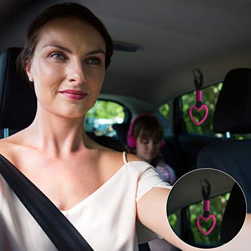 2 Pieces Rings Heart Shaped Car Handle Straps Drift Charm Rear Bumper Warning Ring Decor Subway Bus Broken Heart Handle for Car Interior(Rose Red)