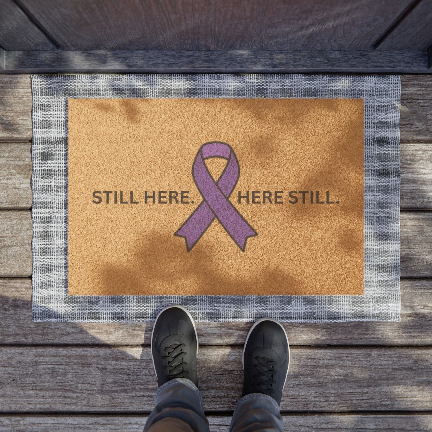 “Still Here. Here Still.” Epilepsy Awareness Welcome Mat