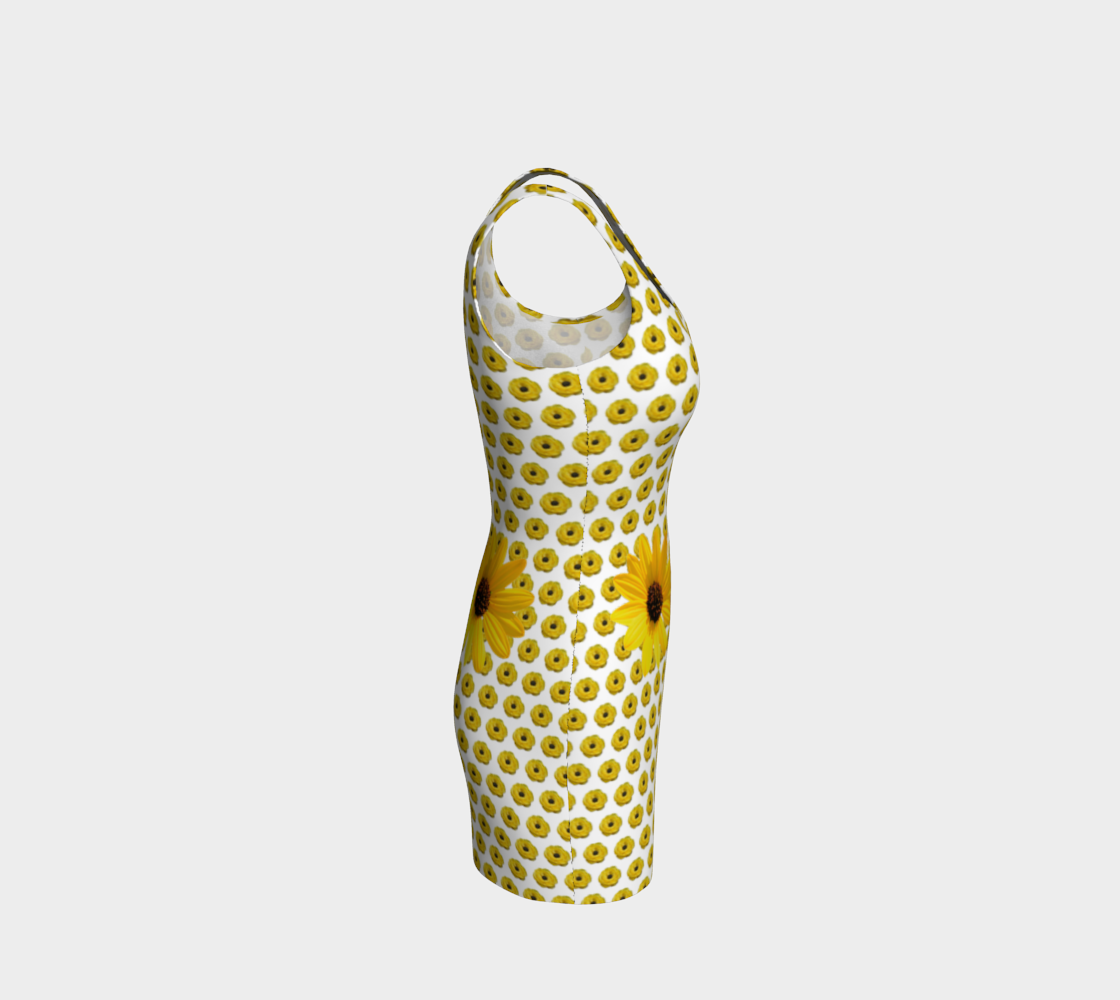 Yellow Flowers and Roses Mini Bodycon Dress
