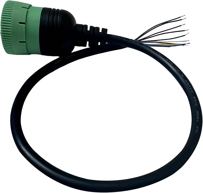 Type 2 Green J1939 9 Pin to Open Cable Adapter,J1939 DIY Diagnostic Cable Connector for Heavy Duty Trucks and Commercial Vehicles,Work with Truck Diagnostic Scan Tools/Code Reader(19.68inch)