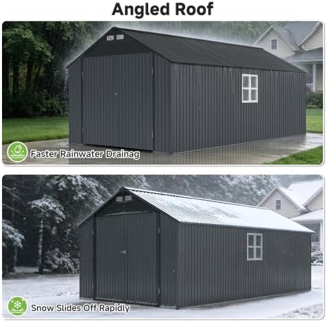 Real Relax 12x20FT Heavy Duty Metal Carport, Fully Enclosed Storage Shed