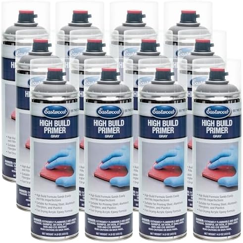 Eastwood High Build Primer Gray 14.9 Oz. Aerosol for Steel Aluminum Plastics | 12 Pack