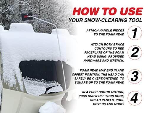 Mobile RoofBrum Snow Broom for Extra Large Vehicles, 12 Foot – No Scratch Snow Removal Foam Head, 3 Piece Handle with 60 Degree Roof Reach – Clear Snow from Your RV, Box Truck, Cargo Van, Trailer