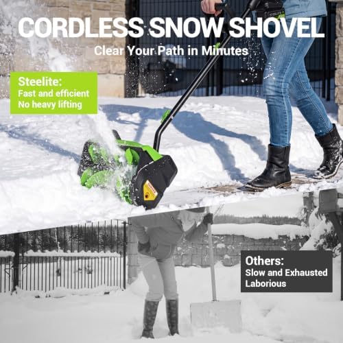 20V Cordless Electric Snow Shovel, 13-Inch, 2×4.0Ah Batteries & Charger