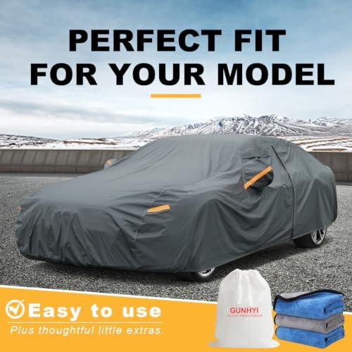 GUNHYI Premium Car Cover Custom Fit Dodge Neon, 16 Layers Heavy Duty Car Cover Waterproof All Weather with Zipper Door for Sun Rain Snow Dust Uv Protection