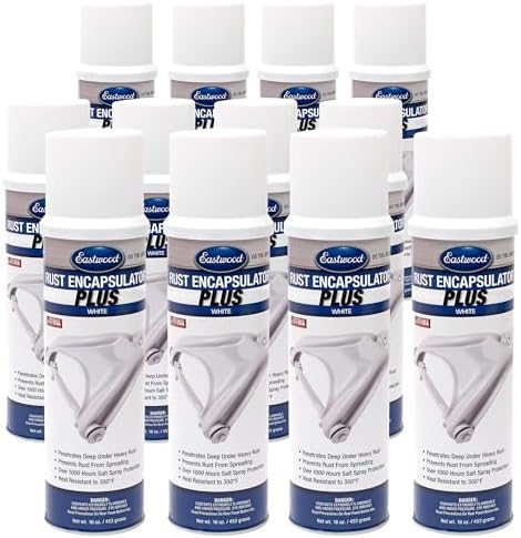 Eastwood Matte White Rust Encapsulator Plus | Long Lasting Durable Finish 1 Coat Automotive Maximum Rust Protection | Heat Resistance up to 350 Degrees F | 16 oz. Aerosol | 12 Pack