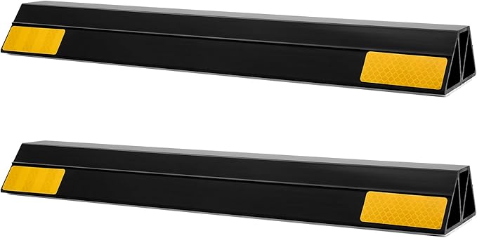 VEVOR Parking Stopper, 16 Inch 2 Pcs Heavy Duty Parking Aid for Garage, PP Curb Garage Floor Stopper with Reflective Strips, Vehicles Gadgets for Cars Vans Trucks Tire Wheel Guide Block Stops Bumpers